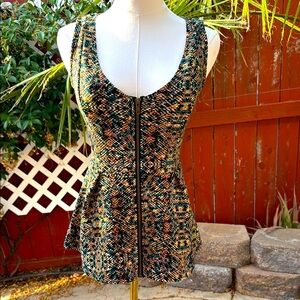 Bongo Multicolor Sleeveless Peplum Top